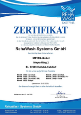 MEYRA - RehaWash Systems Zertifikat