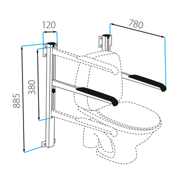 Toilettenstützgestell, Wandmontage